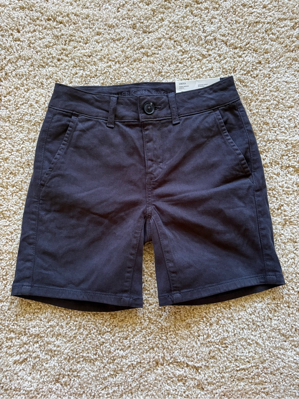 NWT American Eagle Skinny Bermuda Shorts Black Low Rise Stretch Size 000‎ 23
